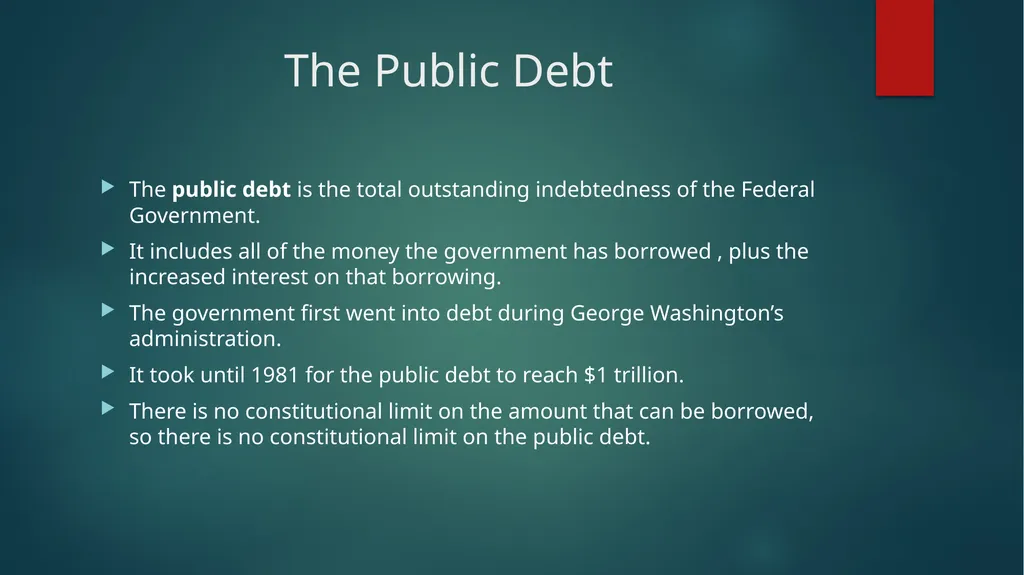 Borrowing and the Public Debt Objective: To learn - slide 6 of 6