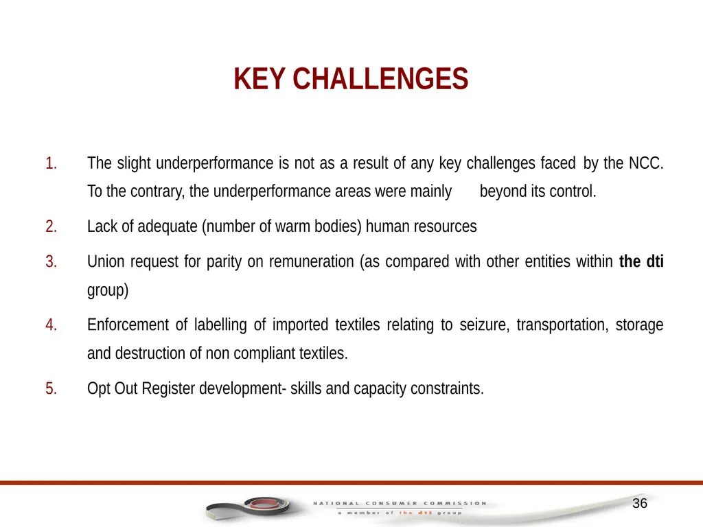 1 PORTFOLIO COMMITTEE ON TRADE AND INDUSTRY - slide 36 of 49
