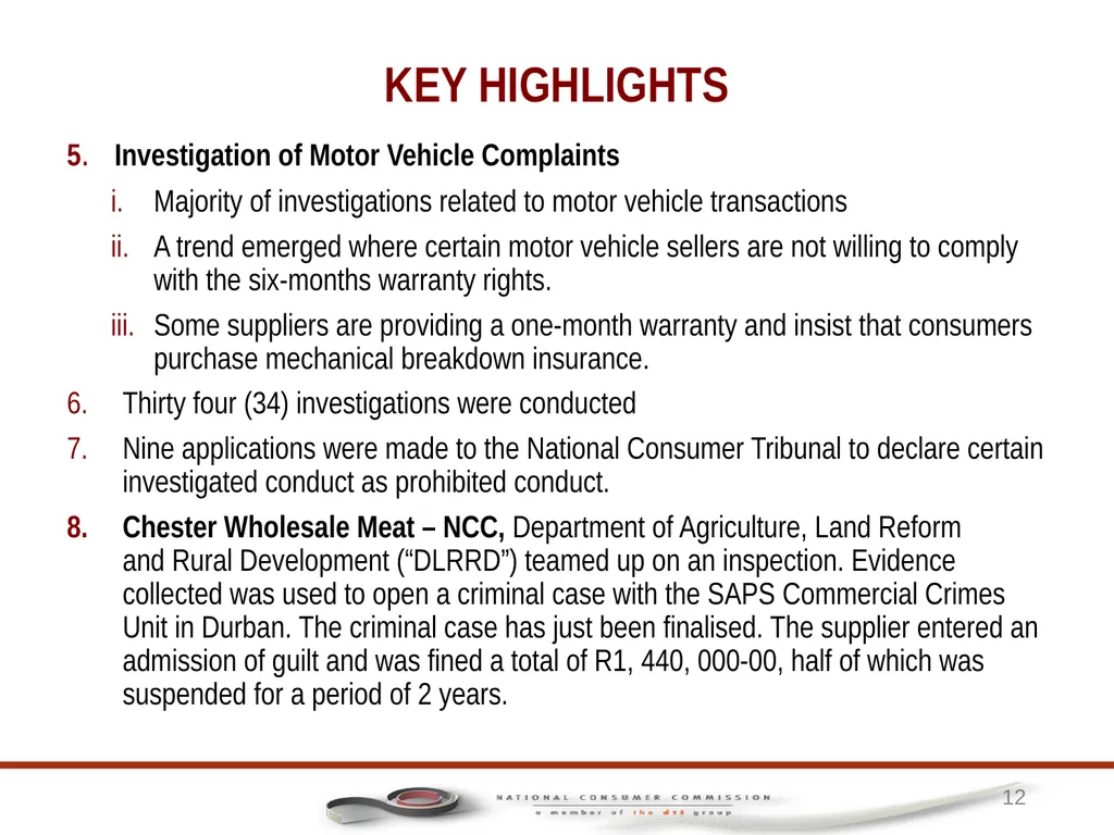1 PORTFOLIO COMMITTEE ON TRADE AND INDUSTRY - slide 12 of 49