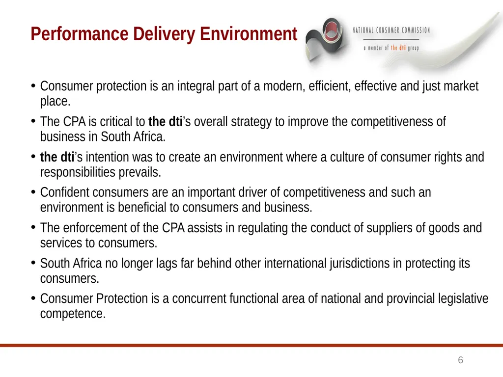 1 BRIEFING TO THE SELECT COMMITTEE ON TRADE AND - slide 6 of 26