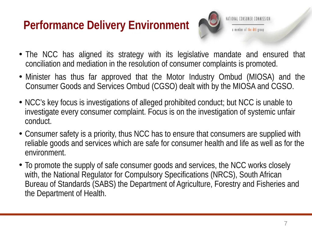 1 BRIEFING TO THE SELECT COMMITTEE ON TRADE AND - slide 7 of 26