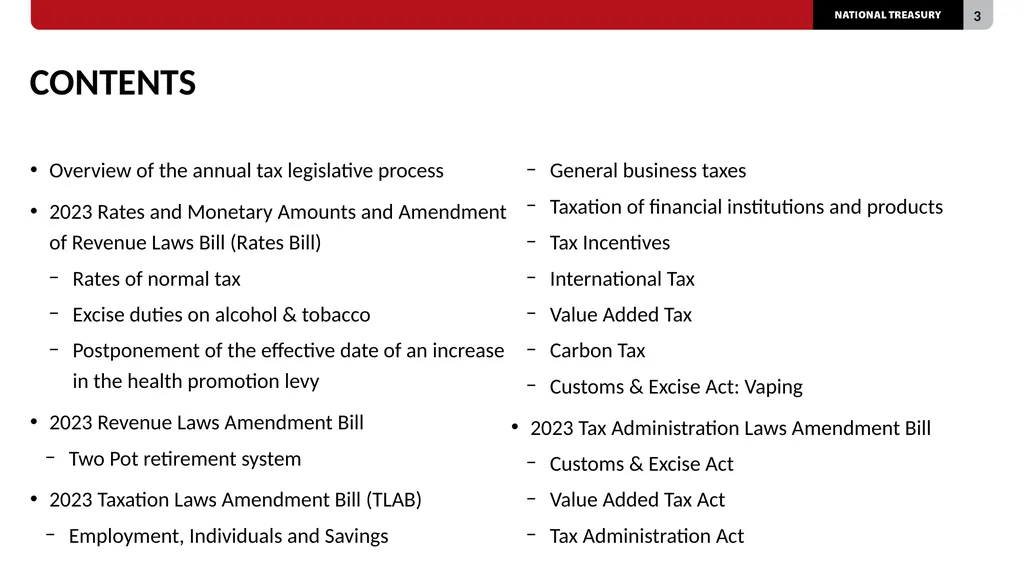 2023 TAX bills Presentation to the Select - slide 3 of 80