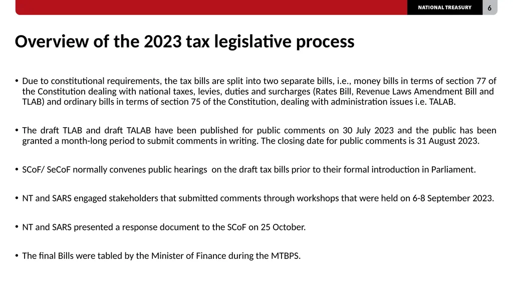 2023 TAX bills Presentation to the Select - slide 6 of 80