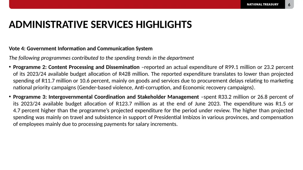 2023/24 QUARTER 1 SPENDING OUTCOMES Standing - slide 6 of 92