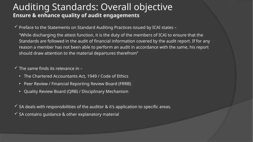Audit Documentation / Other important Standards - slide 5 of 25