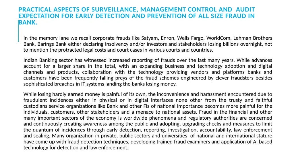 PRACTICAL ASPECTS OF SURVEILLANCE, MANAGEMENT