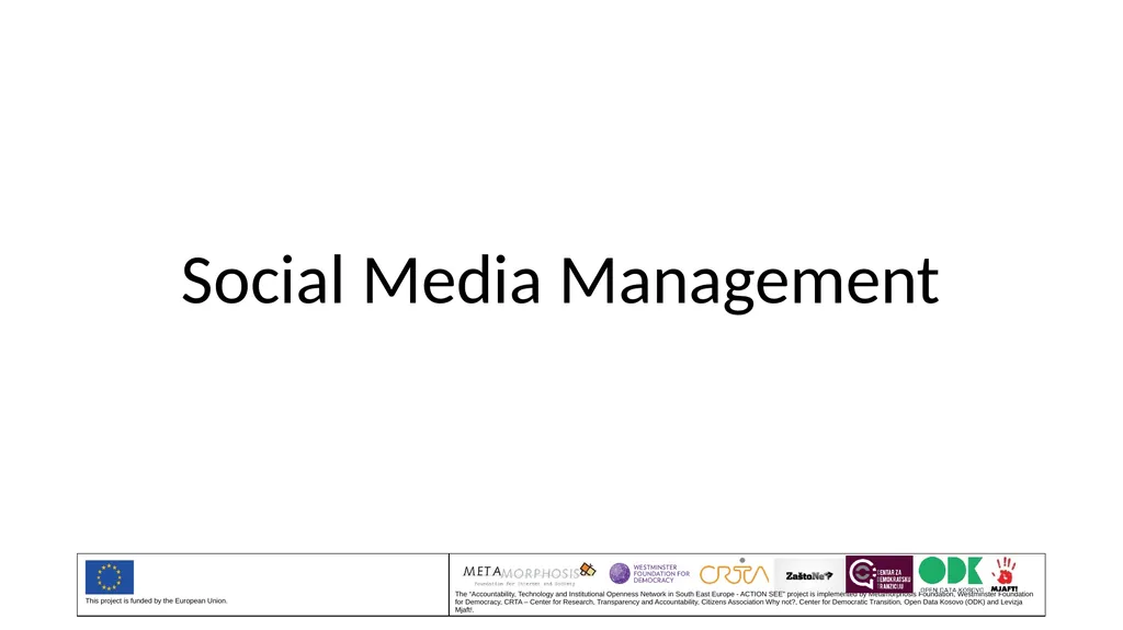 Social Media Management About me Social Media