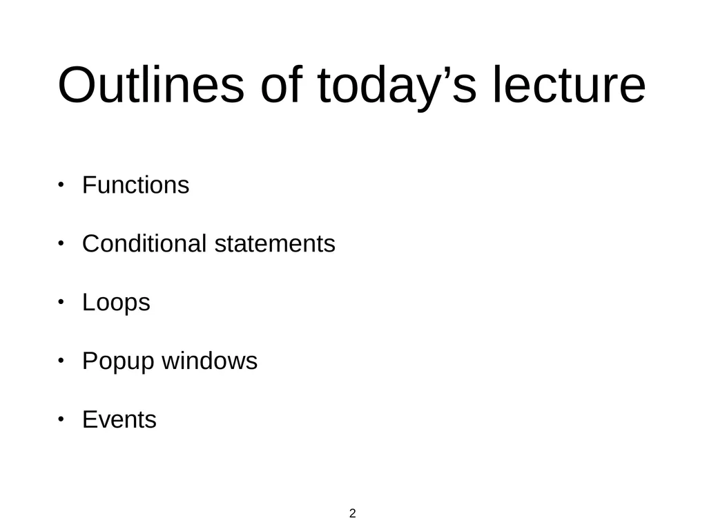 Introduction to Web Programming Lecture 9: - slide 2 of 28