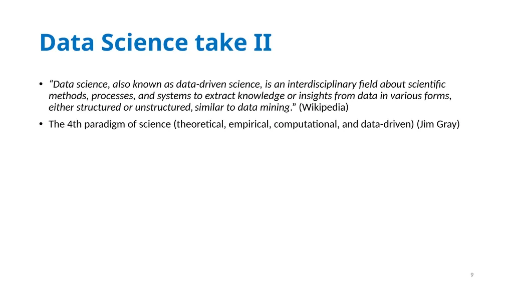 Introduction to Data Science Dr. Kalpakis, Fall - slide 9 of 11