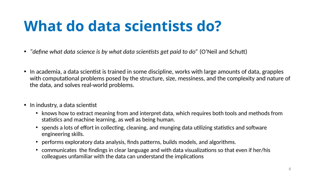 Introduction to Data Science Dr. Kalpakis, Fall - slide 8 of 11