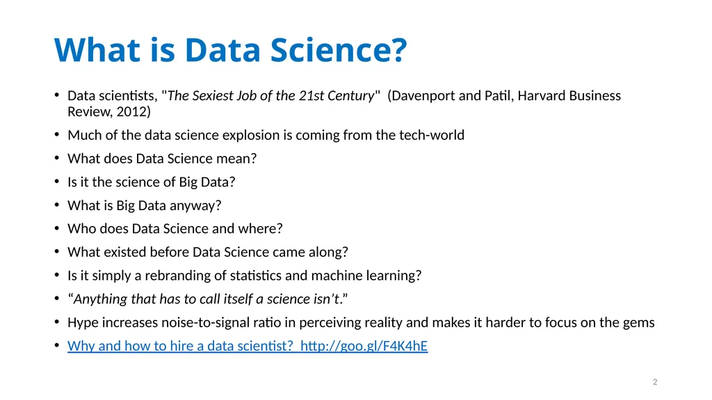 Introduction to Data Science Dr. Kalpakis, Fall - slide 2 of 11