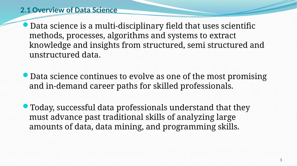 Introduction to Data Science Chapter Two 1 2 2.1 - slide 3 of 32