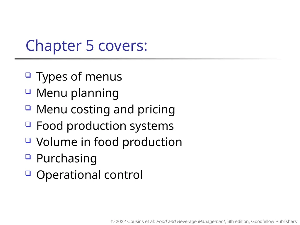 Food and Beverage Management The sixth edition - slide 3 of 40
