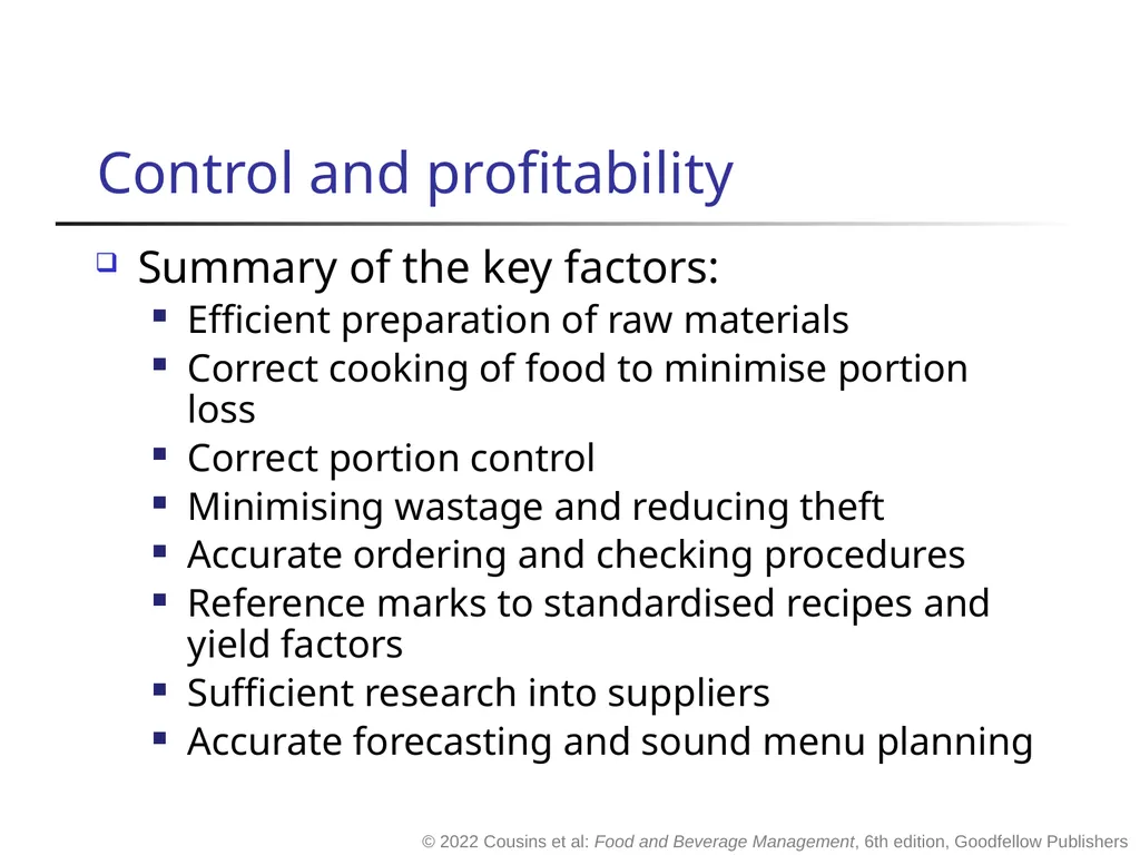 Food and Beverage Management The sixth edition - slide 39 of 40
