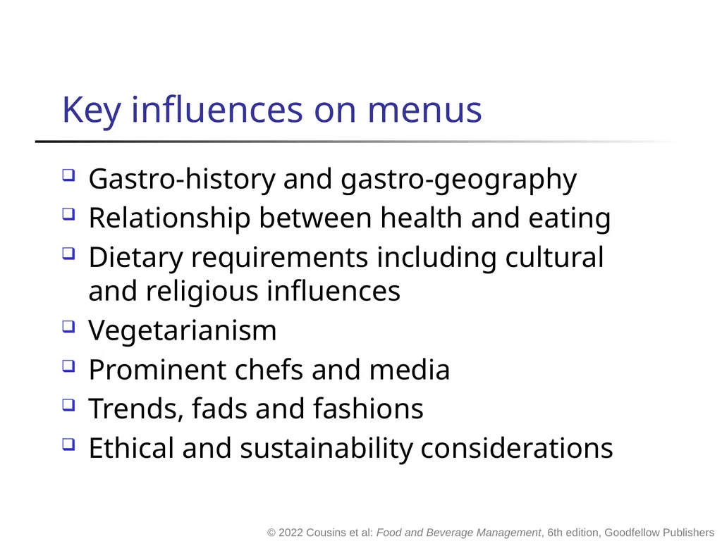 Food and Beverage Management The sixth edition - slide 13 of 40
