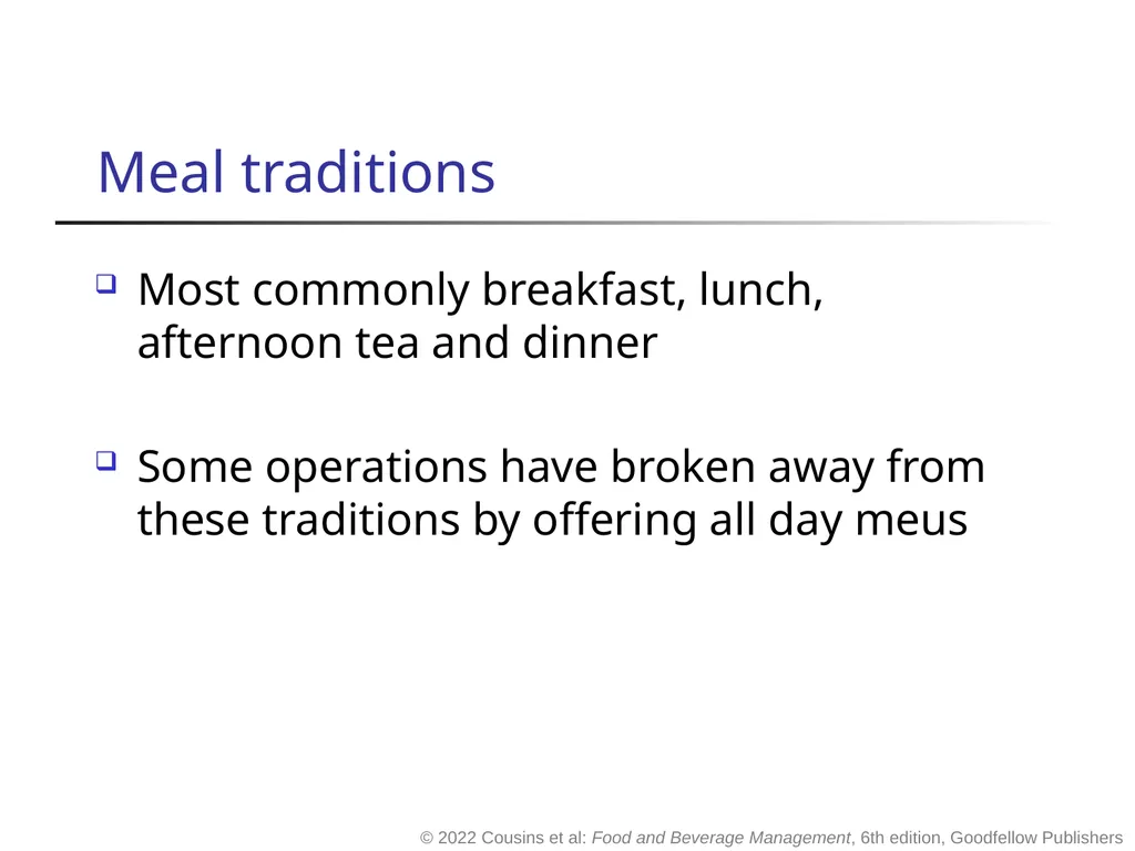 Food and Beverage Management The sixth edition - slide 10 of 40