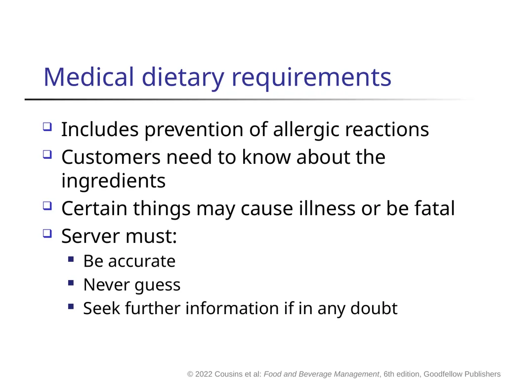 Food and Beverage Management The sixth edition - slide 16 of 40