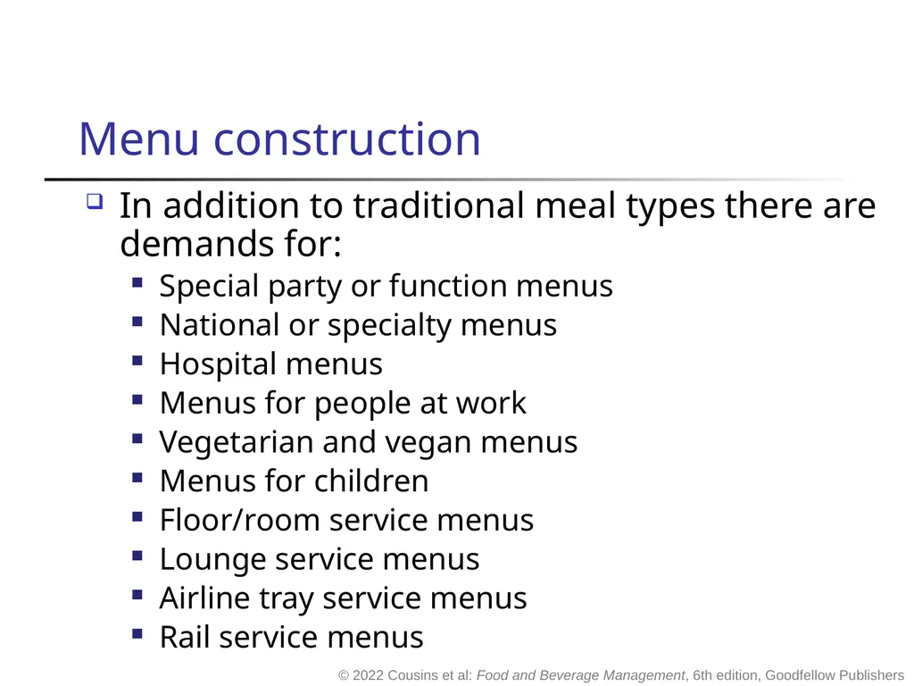 Food and Beverage Management The sixth edition - slide 11 of 40