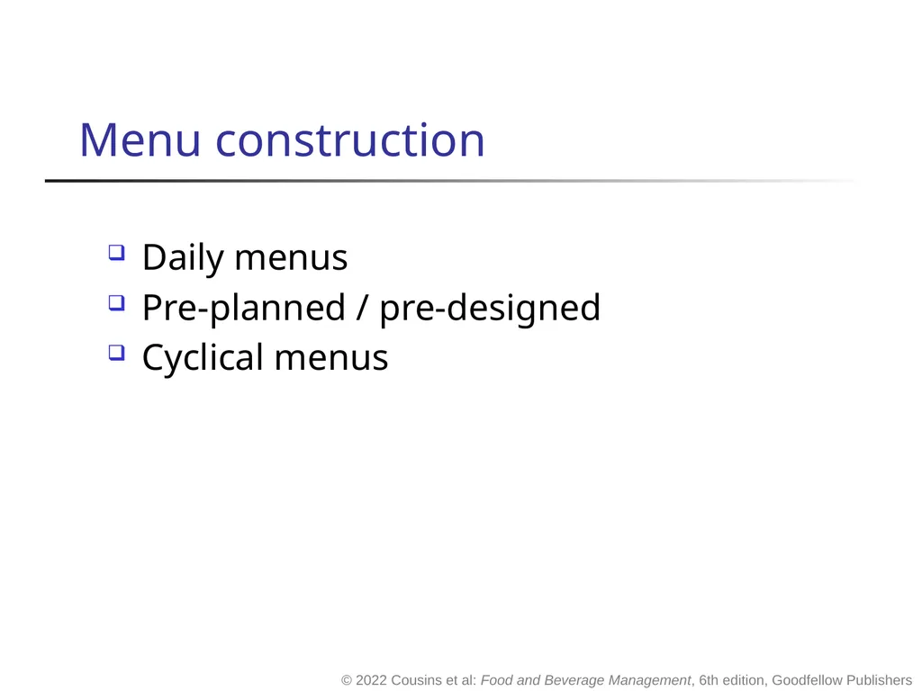 Food and Beverage Management The sixth edition - slide 24 of 40