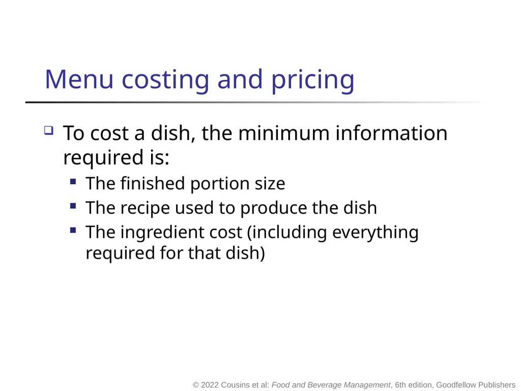 Food and Beverage Management The sixth edition - slide 28 of 40