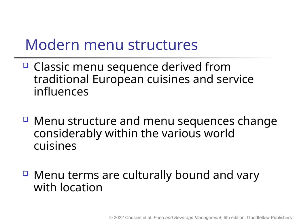 Food and Beverage Management The sixth edition - slide 9 of 40