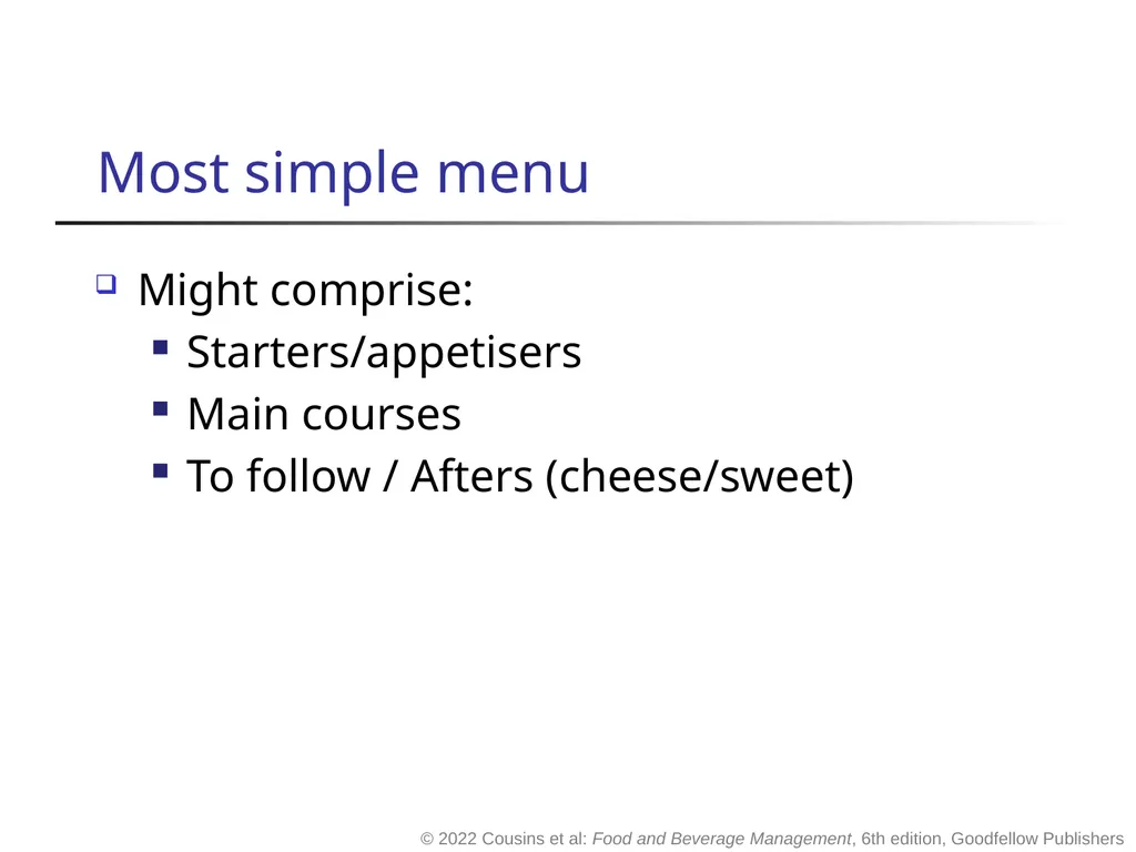 Food and Beverage Management The sixth edition - slide 8 of 40