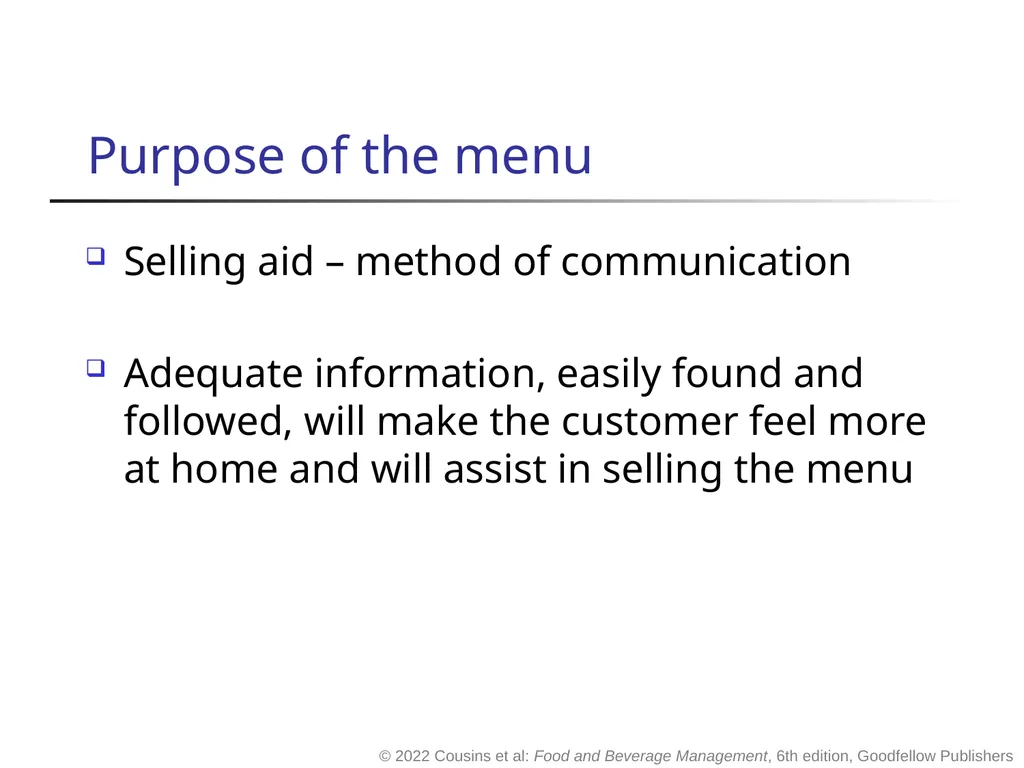 Food and Beverage Management The sixth edition - slide 4 of 40