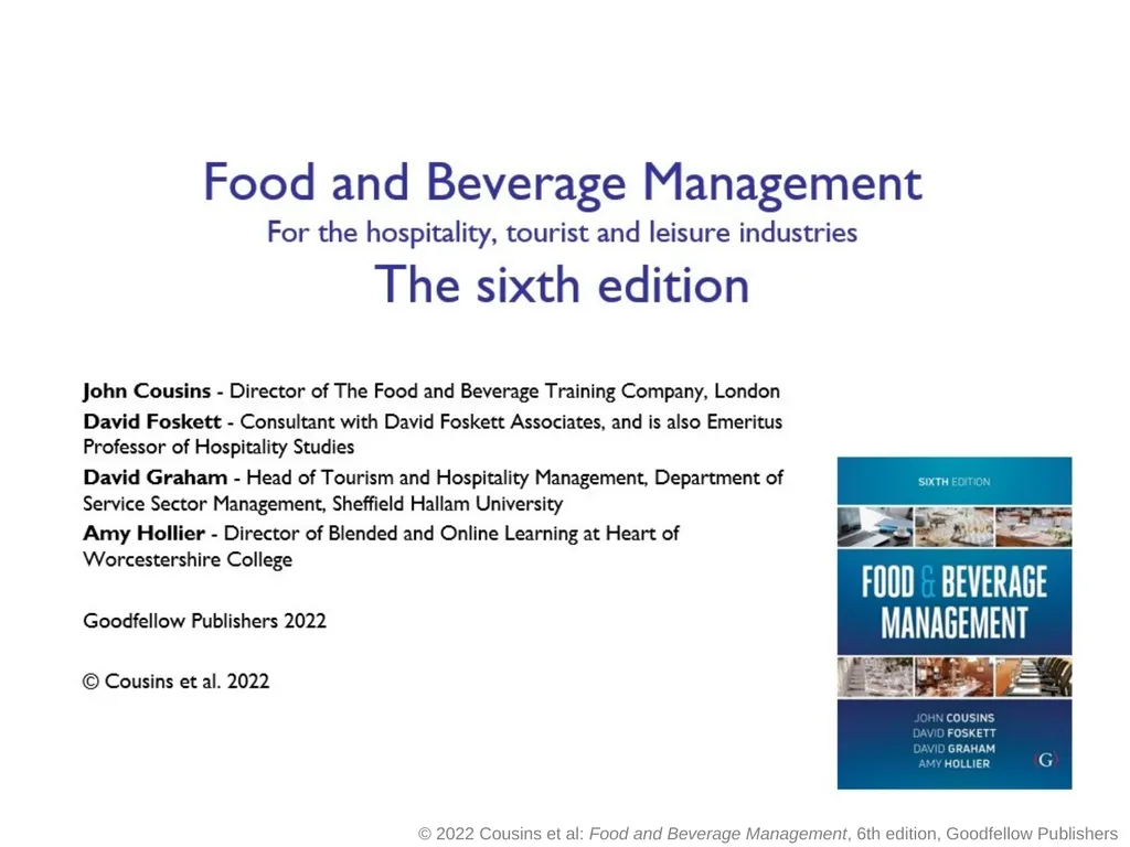 Food and Beverage Management The sixth edition - slide 40 of 40