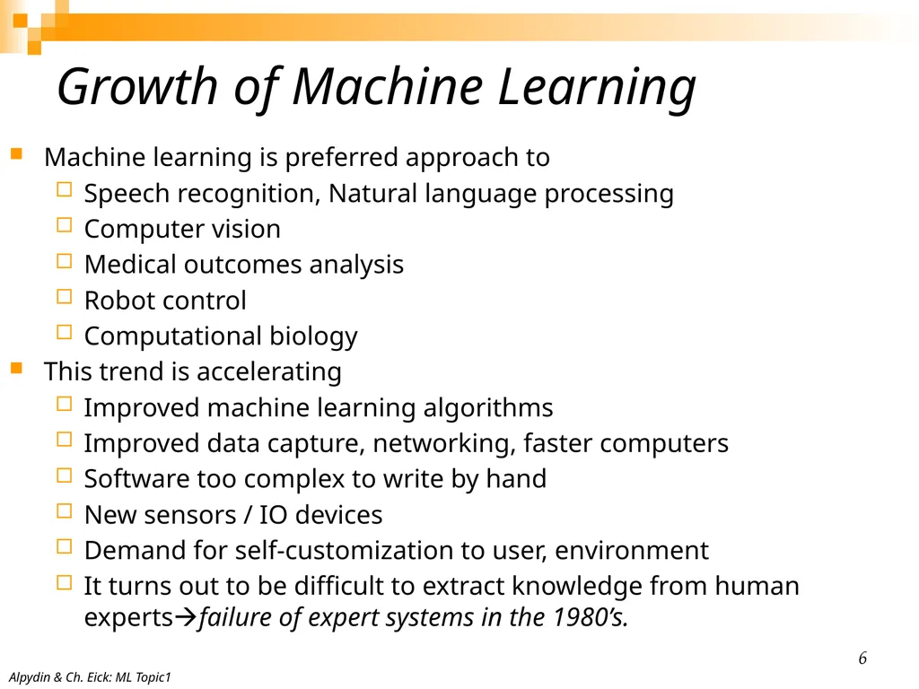 CHAPTER 1: Introduction 2 Why “Learn”? Machine - slide 6 of 21