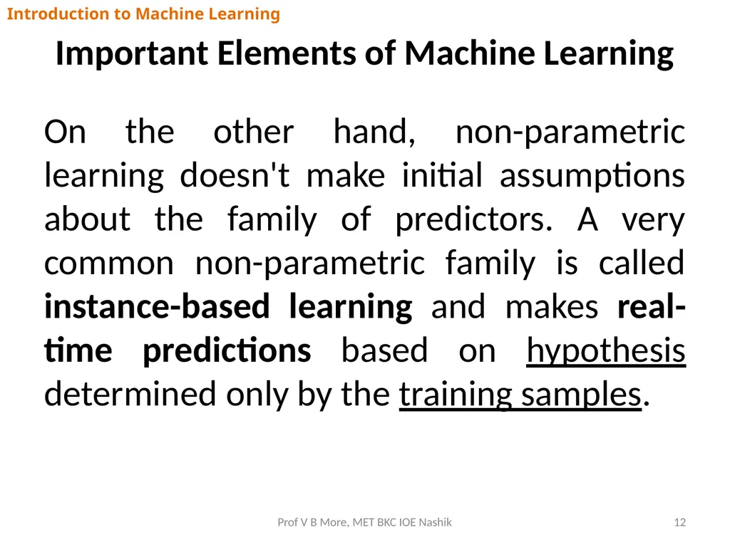 Introduction to Machine Learning Prof V B More - slide 12 of 64