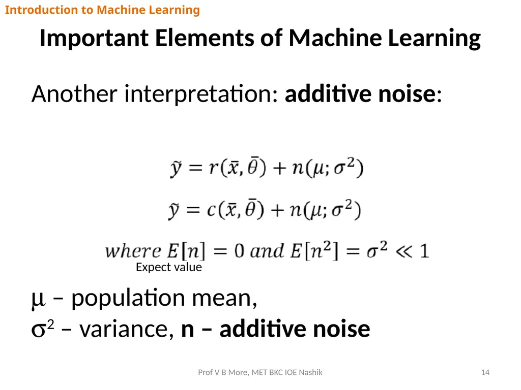 Introduction to Machine Learning Prof V B More - slide 14 of 64