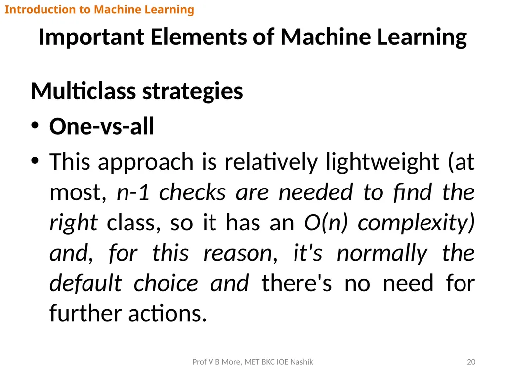 Introduction to Machine Learning Prof V B More - slide 20 of 64