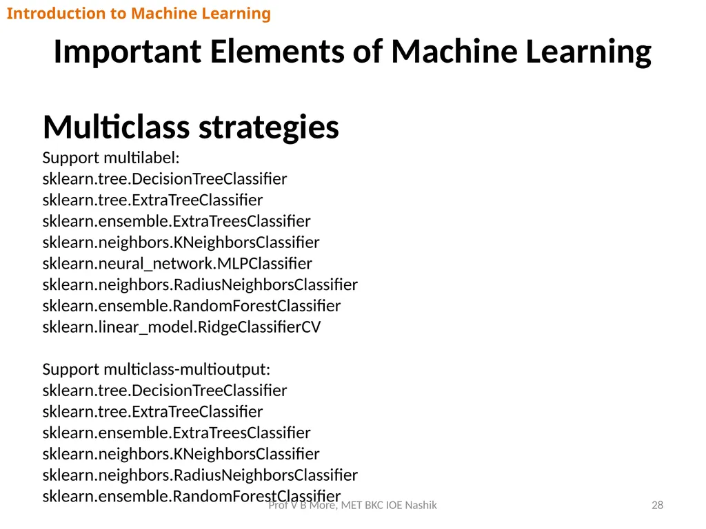 Introduction to Machine Learning Prof V B More - slide 28 of 64