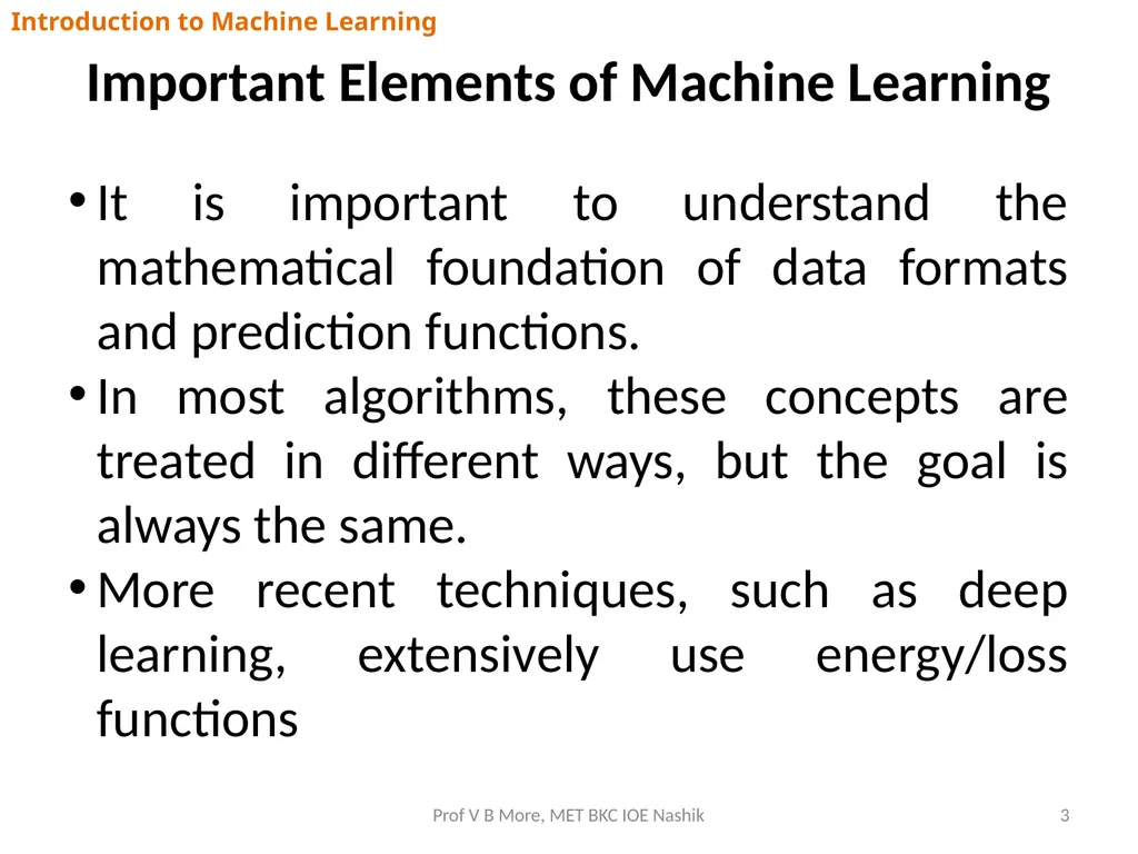 Introduction to Machine Learning Prof V B More - slide 3 of 64