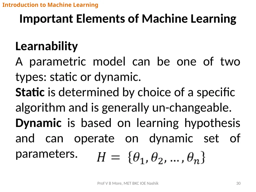 Introduction to Machine Learning Prof V B More - slide 30 of 64