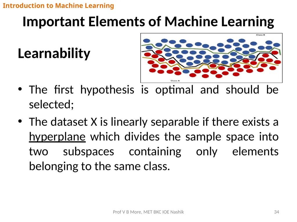 Introduction to Machine Learning Prof V B More - slide 34 of 64