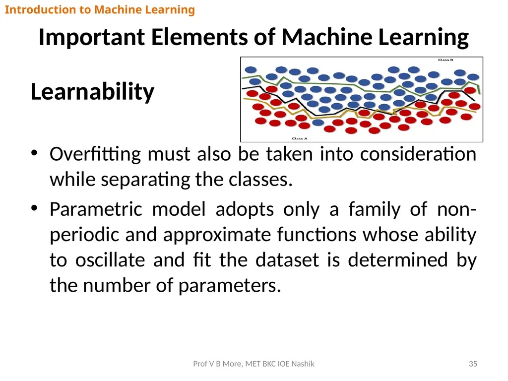 Introduction to Machine Learning Prof V B More - slide 35 of 64