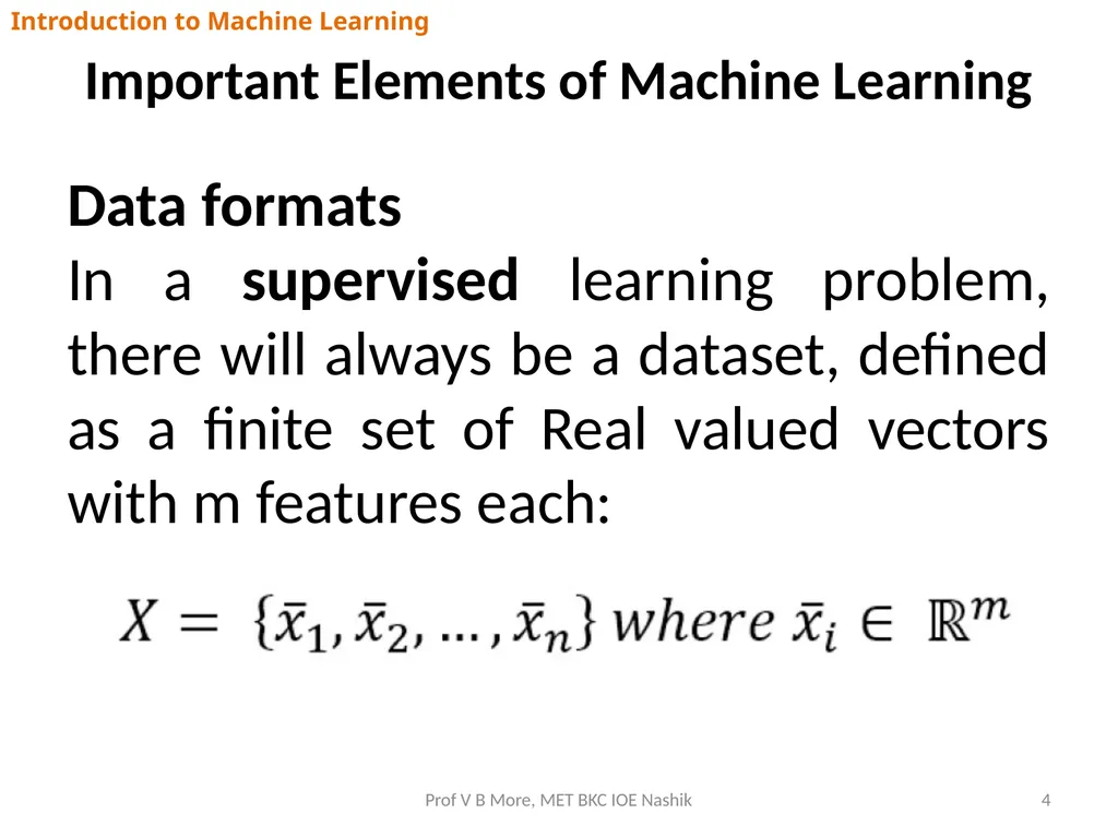 Introduction to Machine Learning Prof V B More - slide 4 of 64
