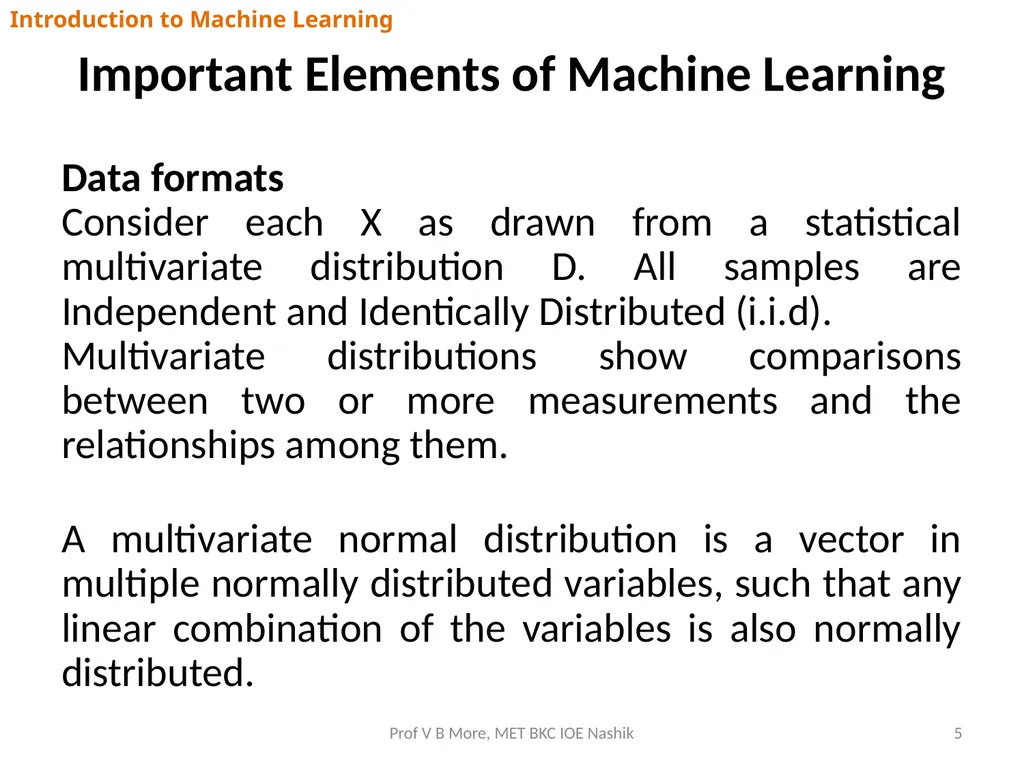 Introduction to Machine Learning Prof V B More - slide 5 of 64