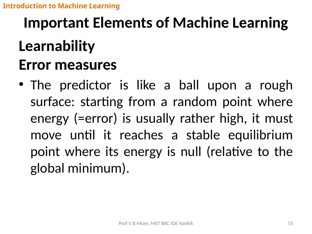Introduction to Machine Learning Prof V B More - slide 55 of 64