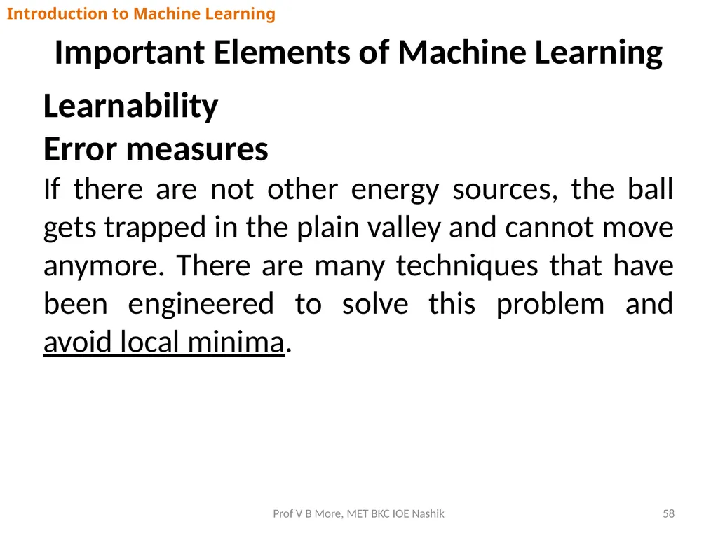 Introduction to Machine Learning Prof V B More - slide 58 of 64