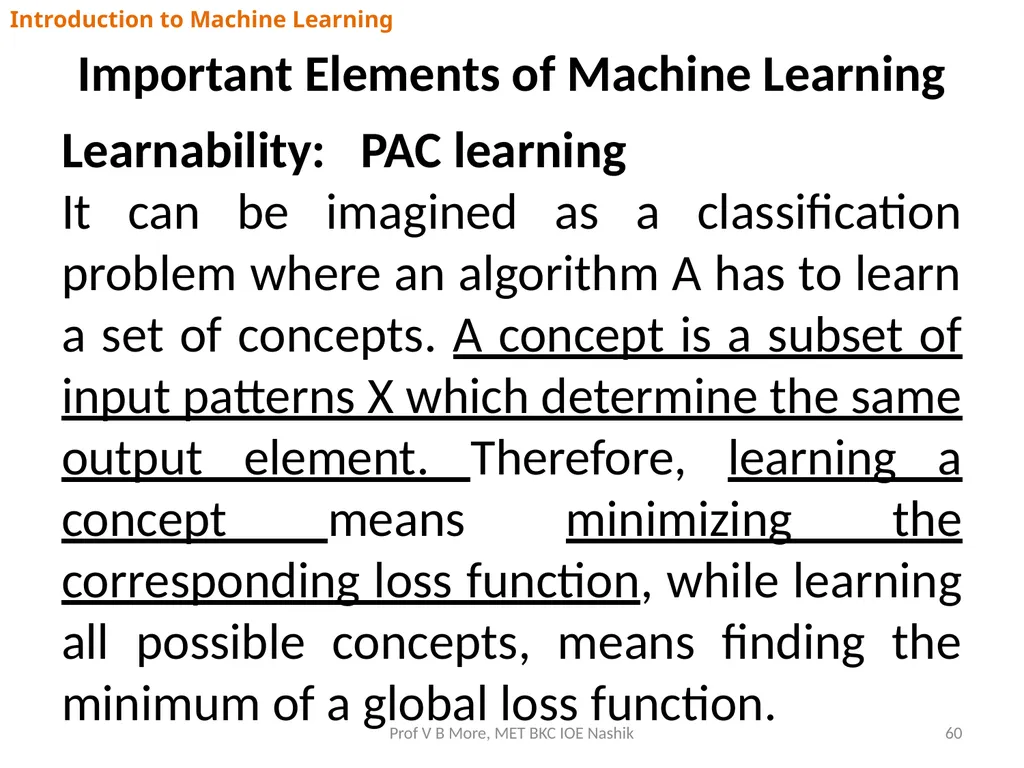 Introduction to Machine Learning Prof V B More - slide 60 of 64
