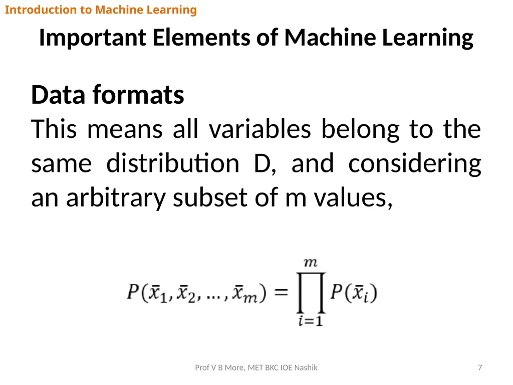 Introduction to Machine Learning Prof V B More - slide 7 of 64