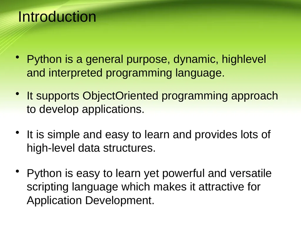 Python Programming III B.Sc IT Introduction Python - slide 2 of 13
