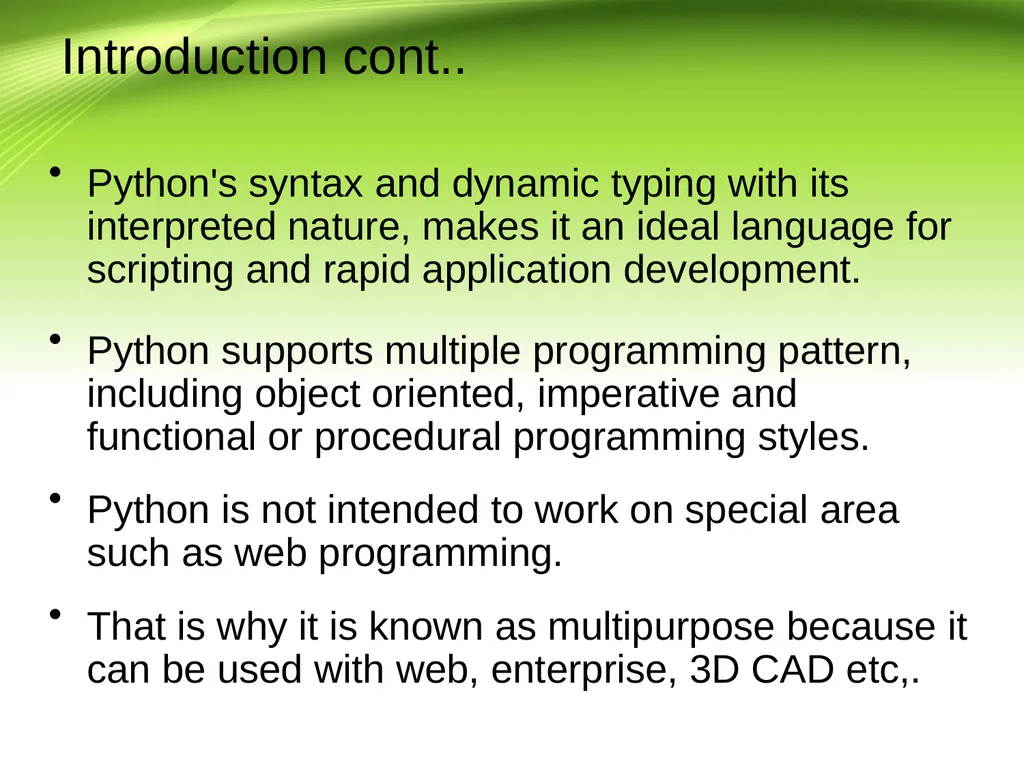 Python Programming III B.Sc IT Introduction Python - slide 3 of 13