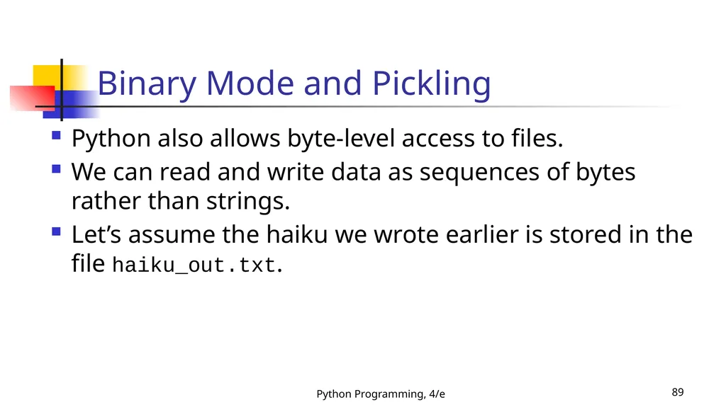 Python Programming, 4/e 1 Python Programming: An - slide 89 of 109