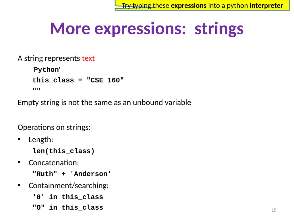 Introduction to Python and programming Ruth - slide 15 of 24