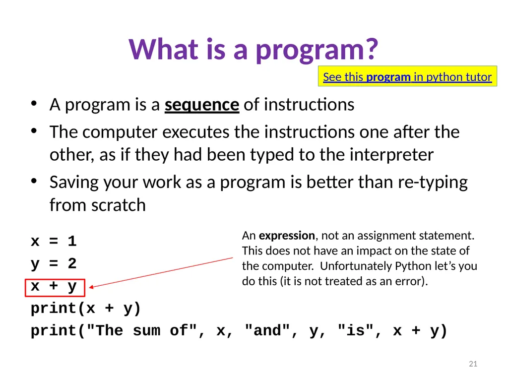 Introduction to Python and programming Ruth - slide 21 of 24