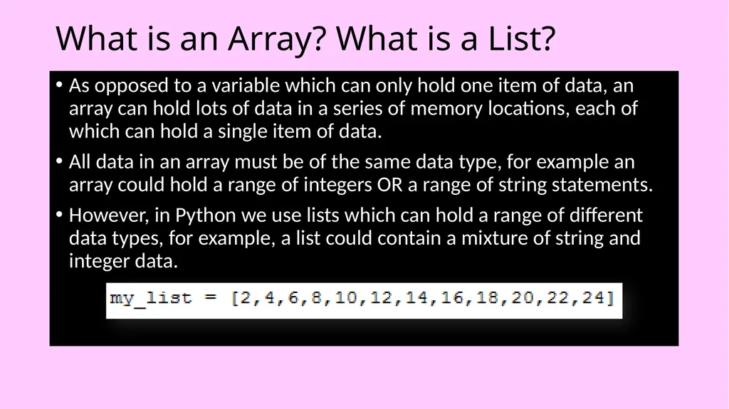 Introduction to Python Programming Part 5: Arrays - slide 5 of 23