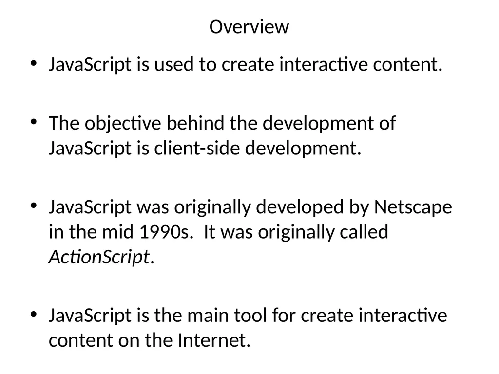 JavaScript Basics Topics Overview Syntactic - slide 2 of 30